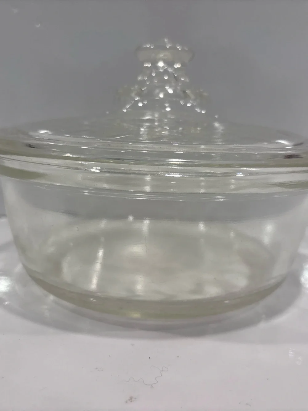 Clear Glass Lidded Pyrex vintage casserole - Floral Etch